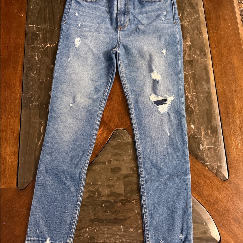GAP Women's Distressed Skinny Jeans - Light Blue